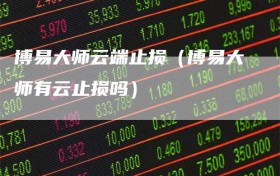 博易大师云端止损（博易大师有云止损吗）