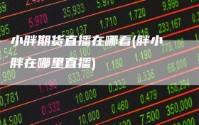 小胖期货直播在哪看(胖小胖在哪里直播)