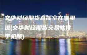 文华财经期货直播室在哪里进(文华财经期货交易软件手机版)