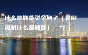 什么是期货举个例子（举例说明什么是期货）