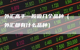 外汇高手一般做几个品种（外汇都有什么品种）