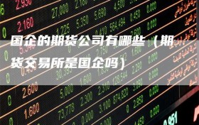 国企的期货公司有哪些（期货交易所是国企吗）