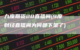 九度期货20直播间(9度财经直播间为何都下架了)