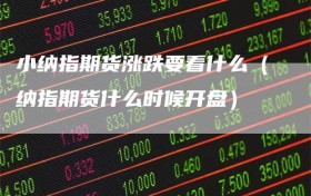 小纳指期货涨跌要看什么（纳指期货什么时候开盘）