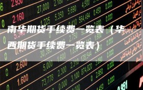 南华期货手续费一览表（华西期货手续费一览表）