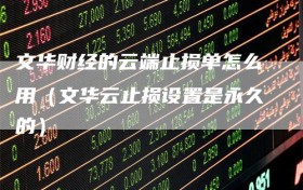 文华财经的云端止损单怎么用（文华云止损设置是永久的）