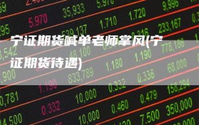 宁证期货喊单老师掌风(宁证期货待遇)