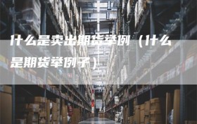 什么是卖出期货举例（什么是期货举例子）