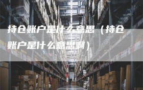 持仓账户是什么意思（持仓账户是什么意思啊）