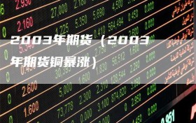 2003年期货（2003年期货铜暴涨）