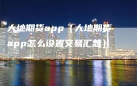 大地期货app（大地期货app怎么设置交易汇总）