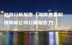 公司分析报告（湖南惠农科技有限公司分析报告）