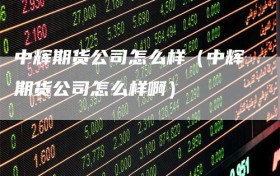 中辉期货公司怎么样（中辉期货公司怎么样啊）