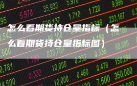 怎么看期货持仓量指标（怎么看期货持仓量指标图）