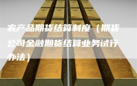 农产品期货结算制度（期货公司金融期货结算业务试行办法）
