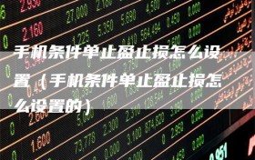 手机条件单止盈止损怎么设置（手机条件单止盈止损怎么设置的）