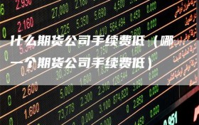 什么期货公司手续费低（哪一个期货公司手续费低）