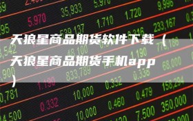 天狼星商品期货软件下载（天狼星商品期货手机app）