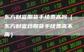 东方财富期货手续费高吗（东方财富炒期货手续费高不高）