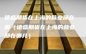 德盛期货在上海的营业部在哪（德盛期货在上海的营业部在哪儿）