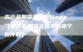农产品期货交易平台app（农产品期货交易平台哪个软件好）