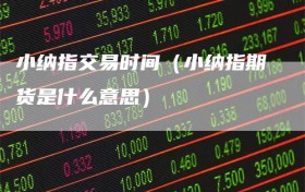 小纳指交易时间（小纳指期货是什么意思）