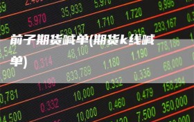 前子期货喊单(期货k线喊单)