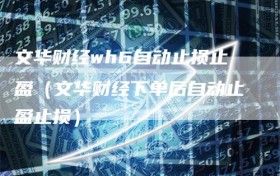 文华财经wh6自动止损止盈（文华财经下单后自动止盈止损）