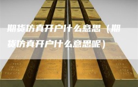 期货仿真开户什么意思（期货仿真开户什么意思呢）