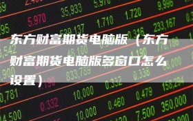 东方财富期货电脑版（东方财富期货电脑版多窗口怎么设置）