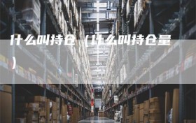 什么叫持仓（什么叫持仓量）
