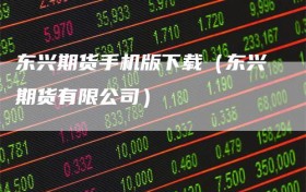 东兴期货手机版下载（东兴期货有限公司）
