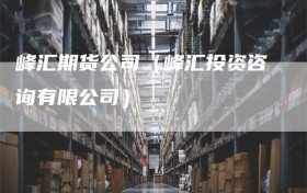 峰汇期货公司（峰汇投资咨询有限公司）