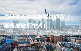 为什么大资金做黑色期货（期货黑色系牛人）