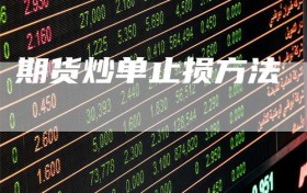 期货炒单止损方法