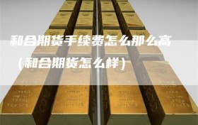 和合期货手续费怎么那么高（和合期货怎么样）