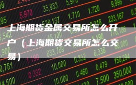上海期货金属交易所怎么开户（上海期货交易所怎么交易）