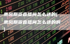 乘风期货直播间怎么进的(乘风期货直播间怎么进的啊)