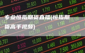 专业恒指期货直播(恒指期货高手视频)