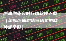 原油期货实时行情软件下载（国际原油期货行情实时软件哪个好）