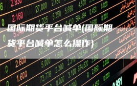国际期货平台喊单(国际期货平台喊单怎么操作)