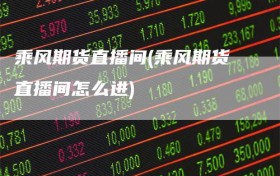 乘风期货直播间(乘风期货直播间怎么进)