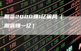 期货2000赚1亿骗局（期货赚一亿）