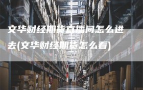 文华财经期货直播间怎么进去(文华财经期货怎么看)