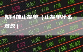 如何挂止损单（止损单什么意思）