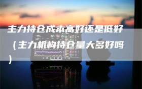 主力持仓成本高好还是低好（主力机构持仓量大多好吗）