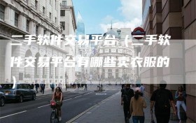 二手软件交易平台（二手软件交易平台有哪些卖衣服的）