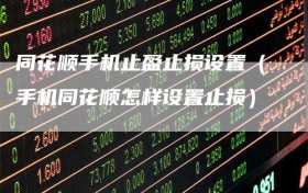同花顺手机止盈止损设置（手机同花顺怎样设置止损）