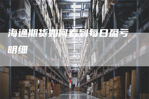 海通期货如何看到每日盈亏明细